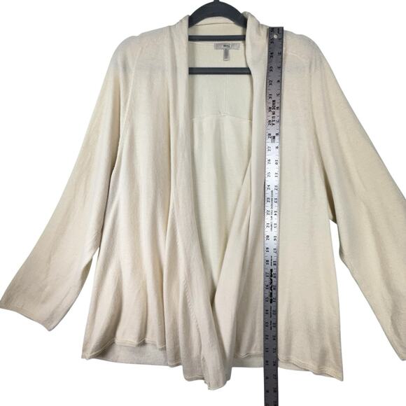 Metro7 SILK ANGORA BLEND Open Cardigan Womens SIZE XL Cream Elevated Basic Soft - Picture 3 of 9
